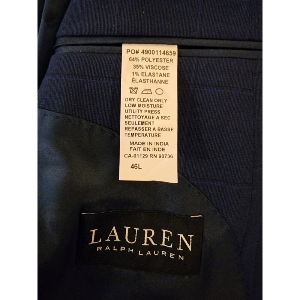 Ralph Lauren Mens UltraFlex Classic Fit Suit Jacket Blazer Navy Blue 46L NWTs - Picture 7 of 10